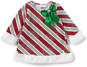 Bonnie Jean Fur Trim Red & Green Dress