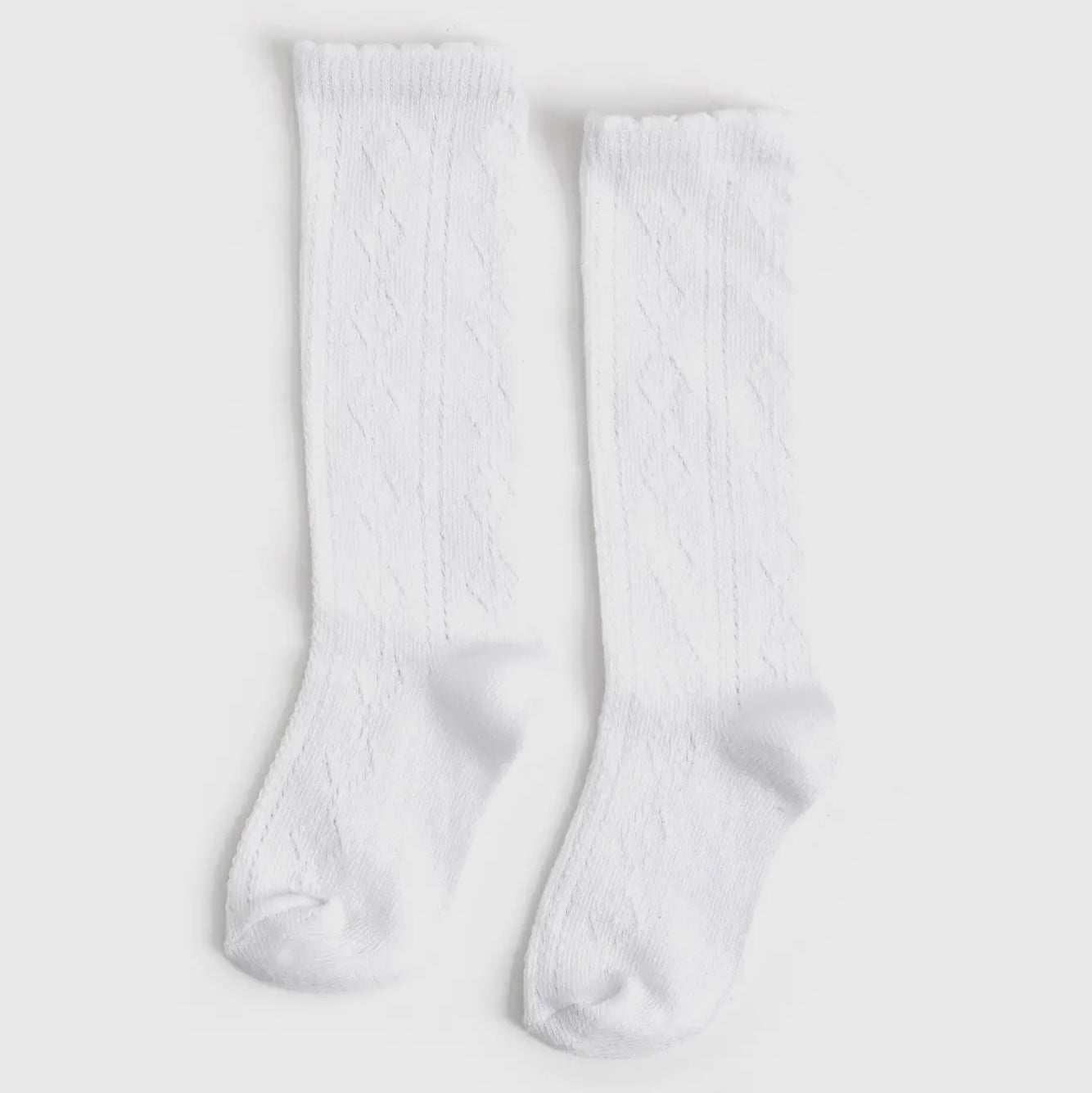 Little Stocking Co. White Scalloped Fancy Knee High Socks