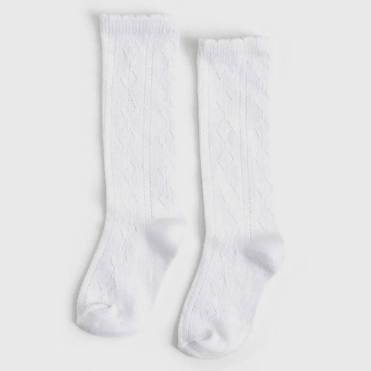 Little Stocking Co. White Scalloped Fancy Knee High Socks