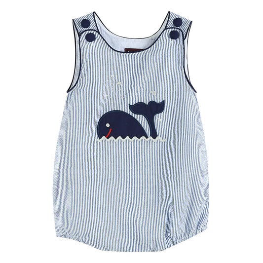 Lil Cactus Boys Blue Whale Bubble Romper