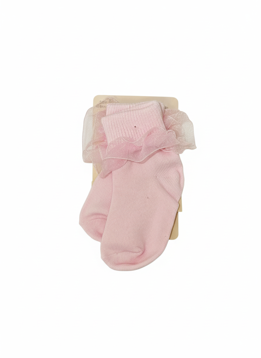 Baby Deer Pink Ruffle Ankle Socks