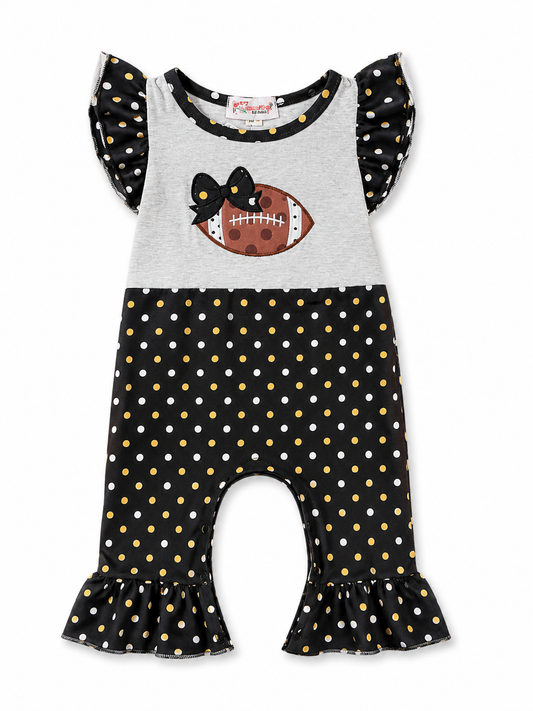 Football & Bow Polka Dot Romper Size 12-18M