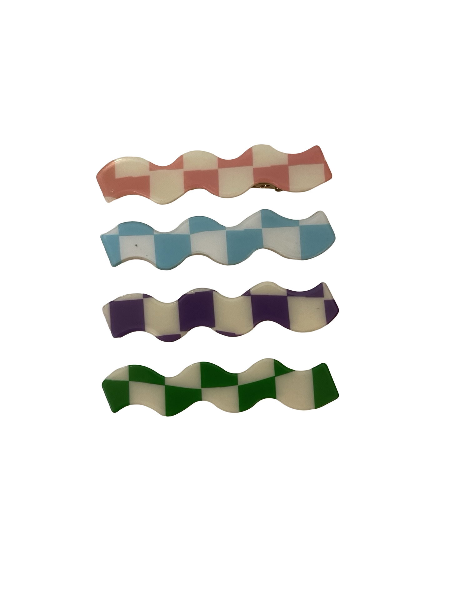 Checkered Wavy Creaseless Hair Clip Set Of 4