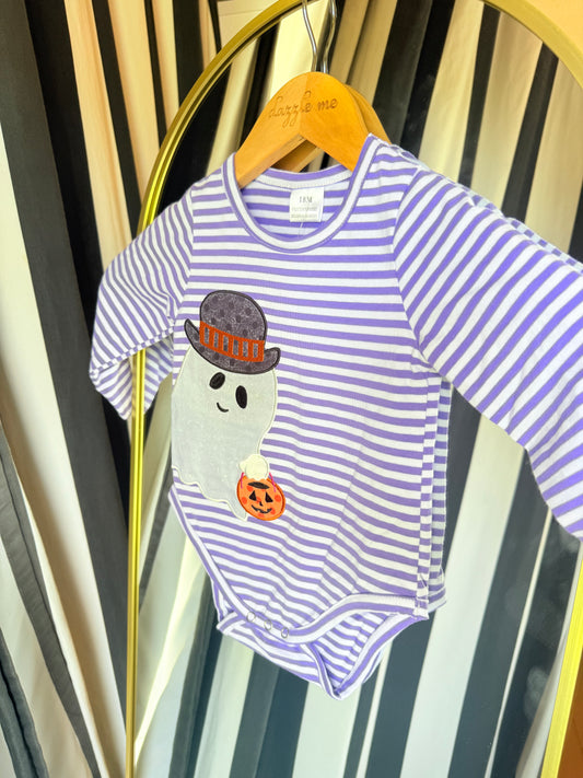 Halloween Purple Striped Ghost Onesie