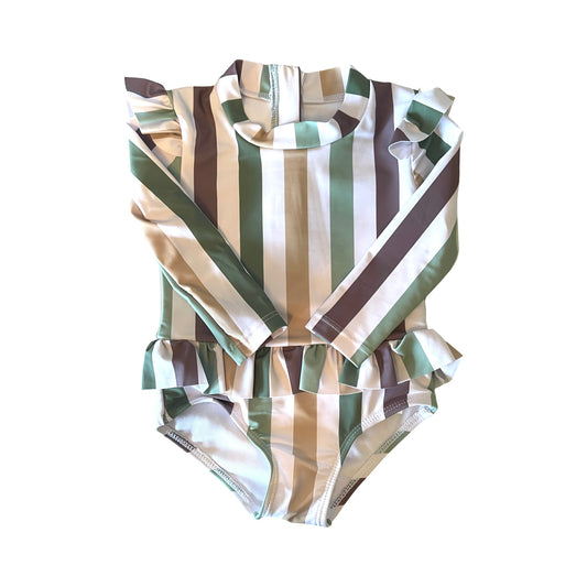 Honey Dew Stripe Ruffle Swimsuit