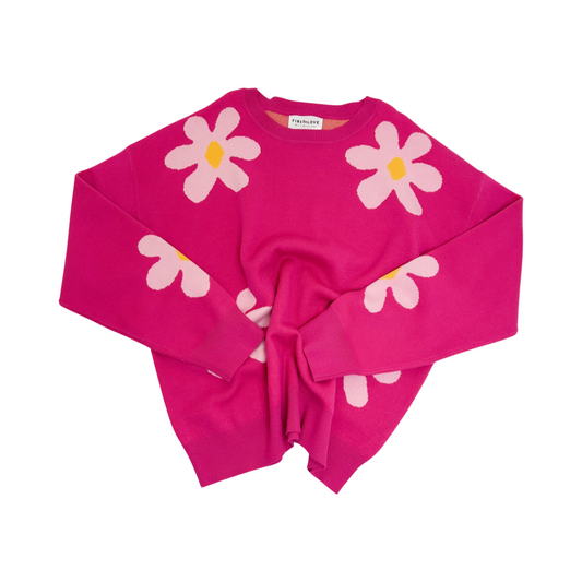 Pink Floral Pattern Sweater