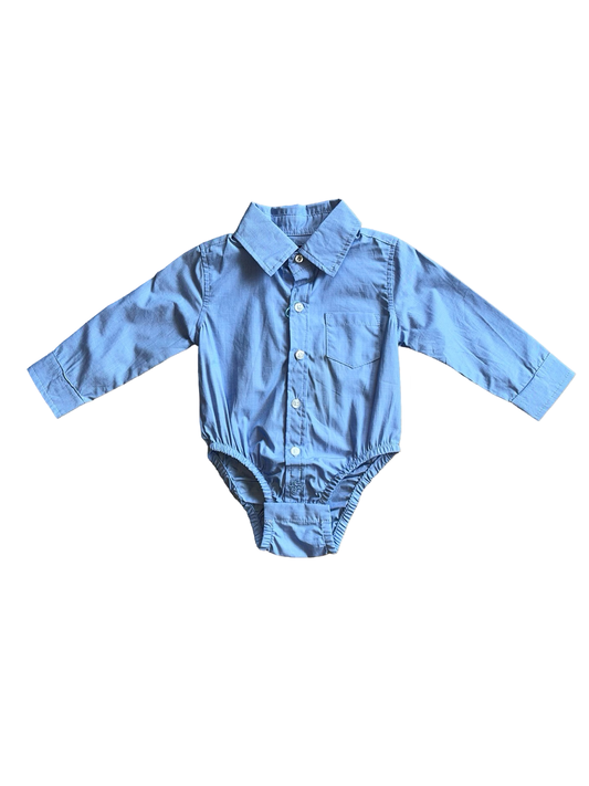 Andy & Evan Boys Blue Button Down Onesie