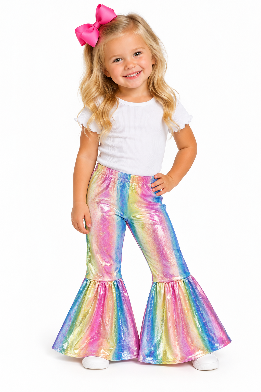 Baby Girls' Colorful Holographic Bell Bottom Pants