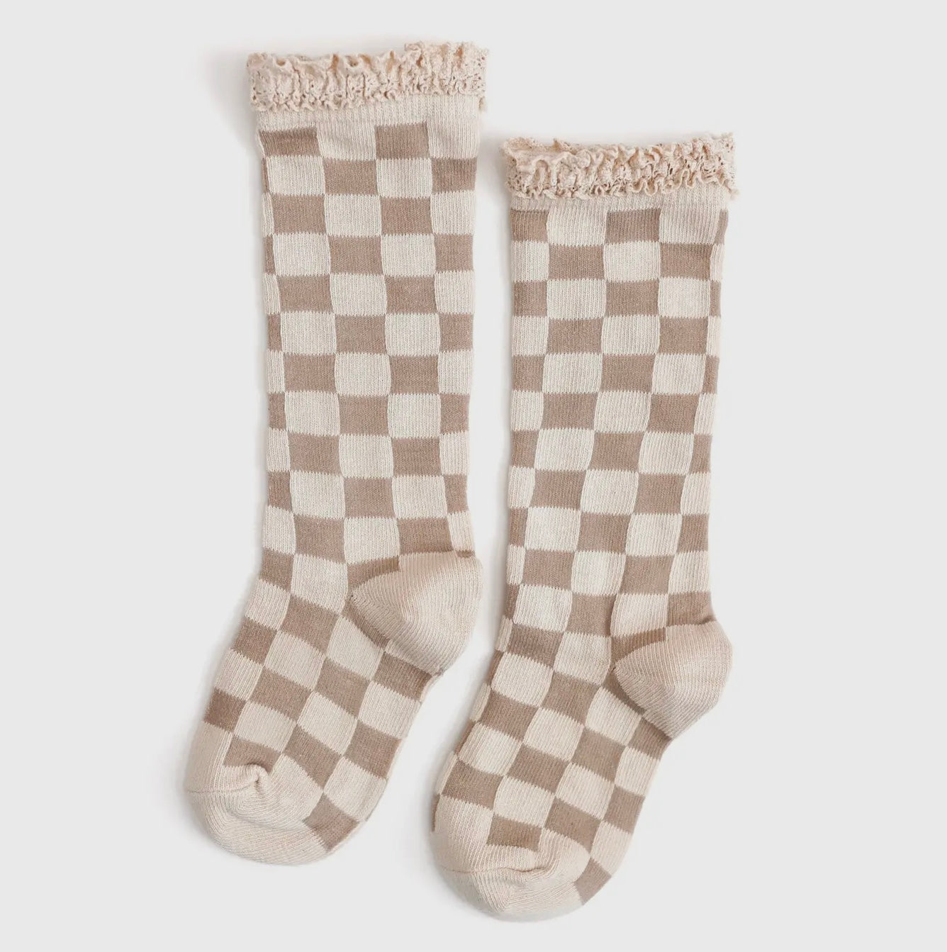 Little Stocking Co. Checkered Lace Knee High Socks