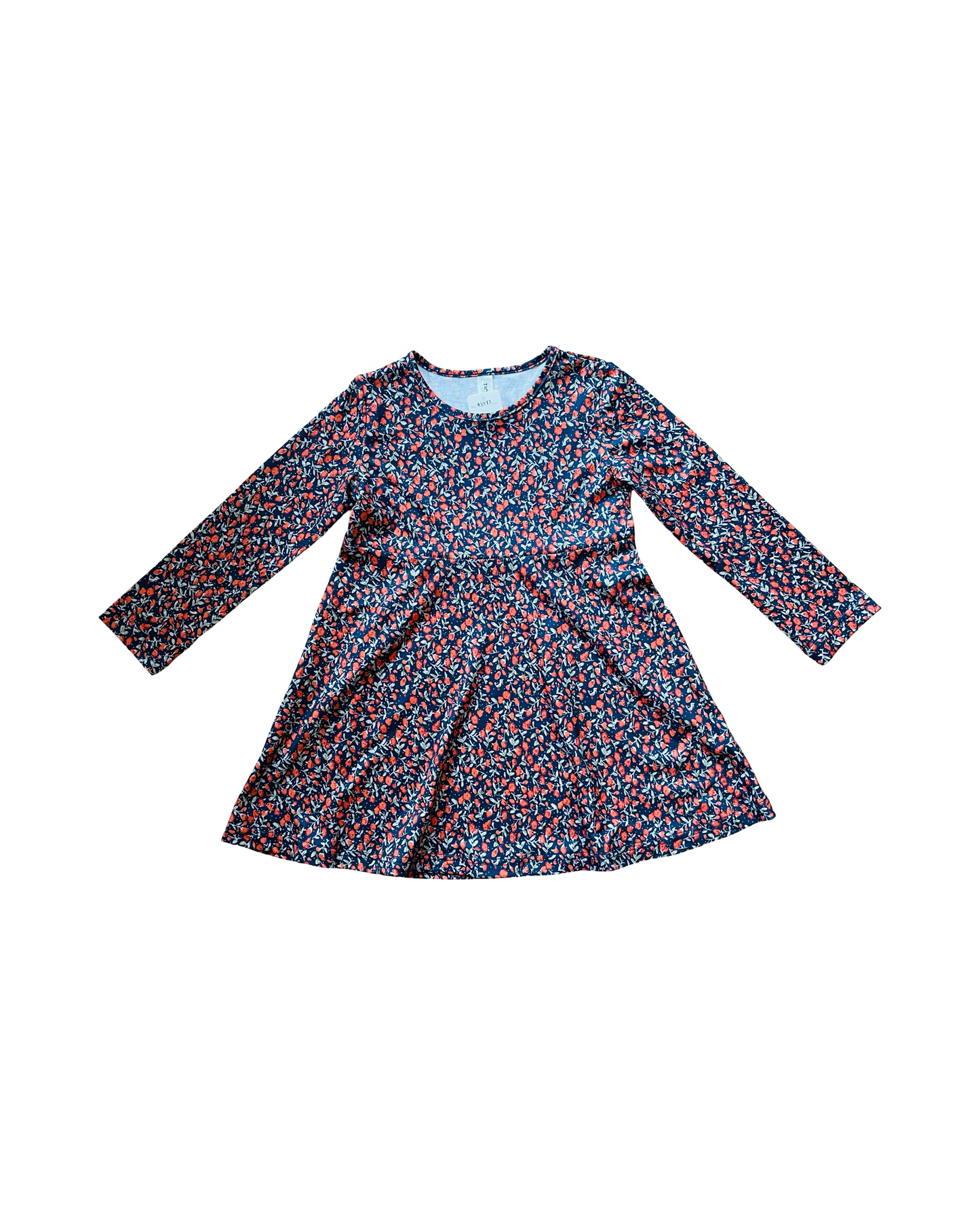 Tickled Teal Long Sleeve Orange Navy Dress