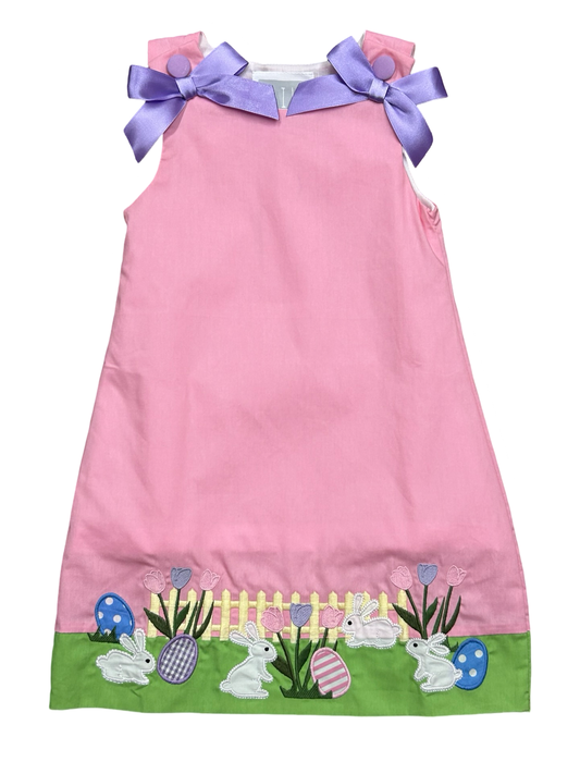 Smocked Easter Pink Flower Garden Bunny Flower Dress