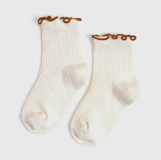 Little Stocking Co. Ribbed Lettuce Trim Midi Socks