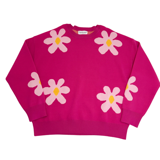Pink Floral Pattern Sweater