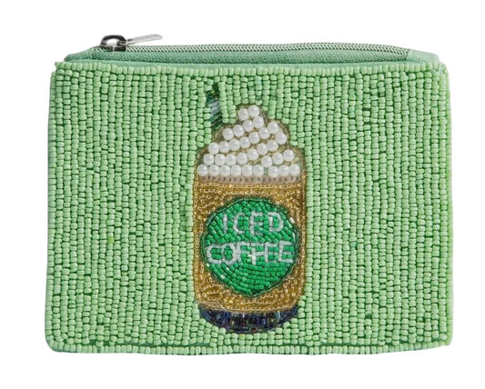 Iced Coffee Beaded Coin Purse