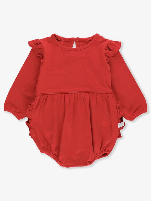 RuffleButts 'Rust' Long Sleeve Bubble Romper