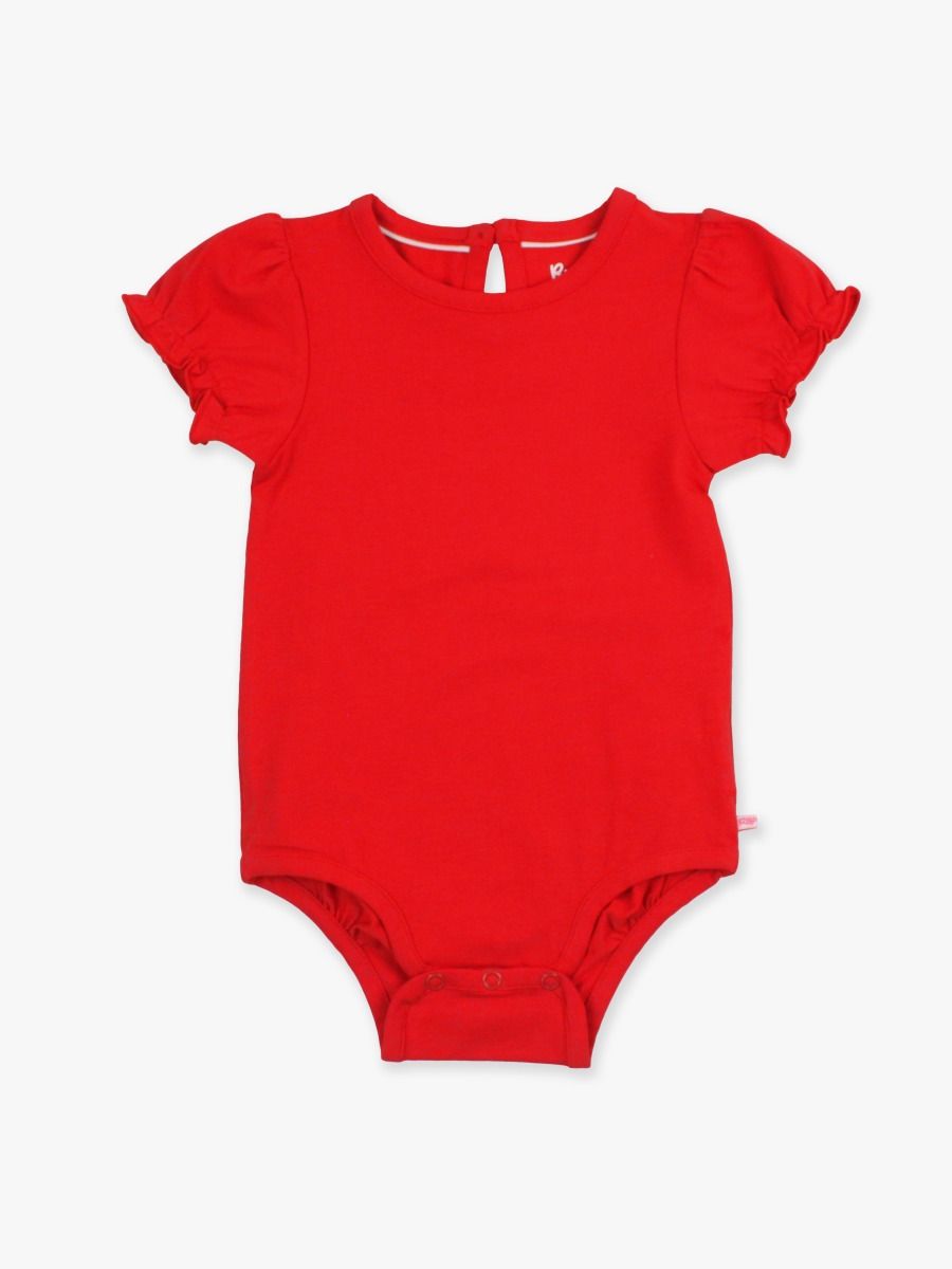 Presley Odom Registry RuffleButts Red Puff Sleeve Bodysuit