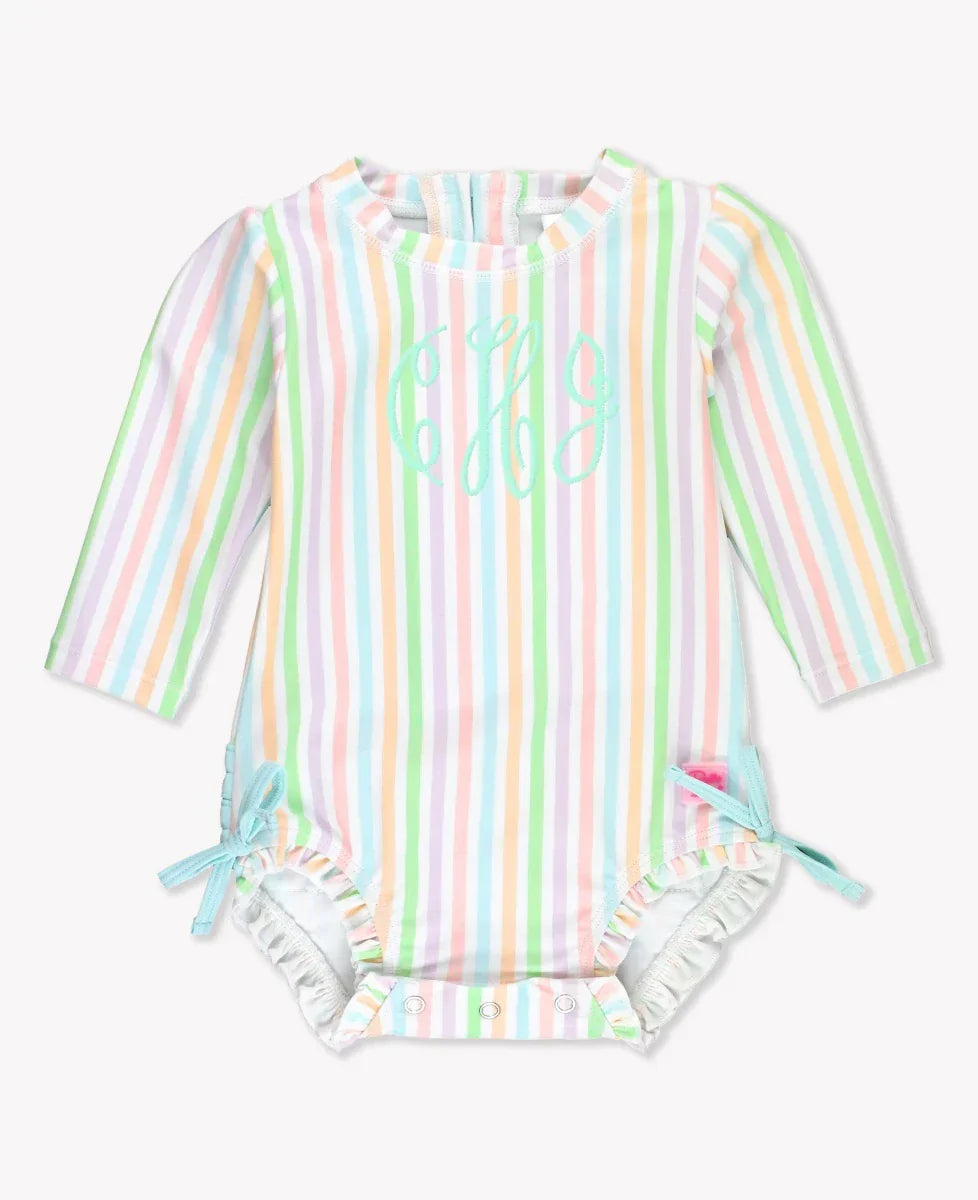 Camila Vergara Registry RuffleButts 'Pale Rainbow' RashGuard