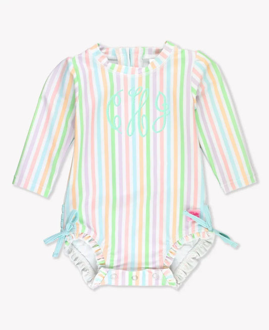 Camila Vergara Registry RuffleButts 'Pale Rainbow' RashGuard