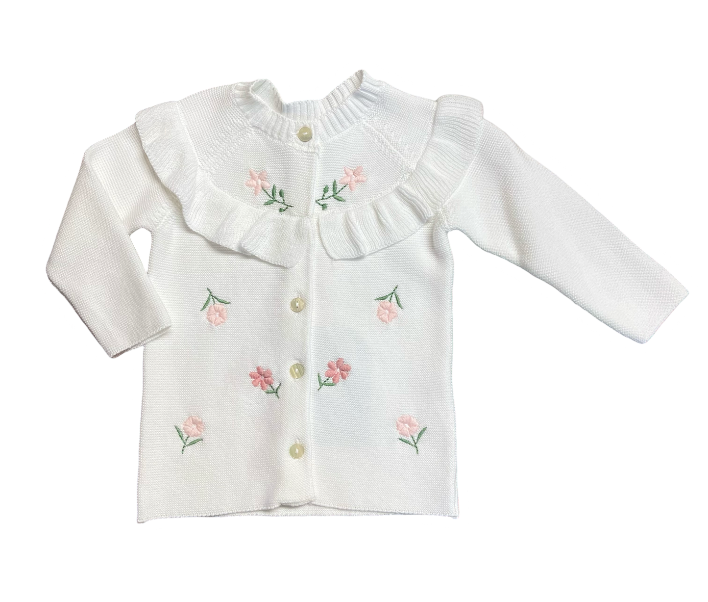 Floral Embroidered Sweater Knit Baby Cardigan