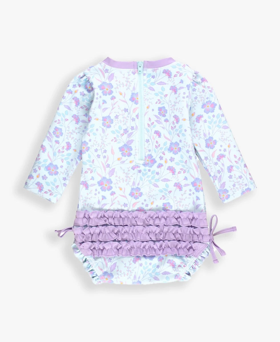 Ruffle Butts Fairytale Garden Long Sleeve One Piece Rash Guard