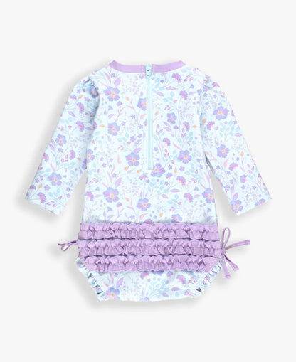Ruffle Butts Fairytale Garden Long Sleeve One Piece Rash Guard