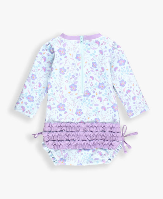 Ruffle Butts Fairytale Garden Long Sleeve One Piece Rash Guard