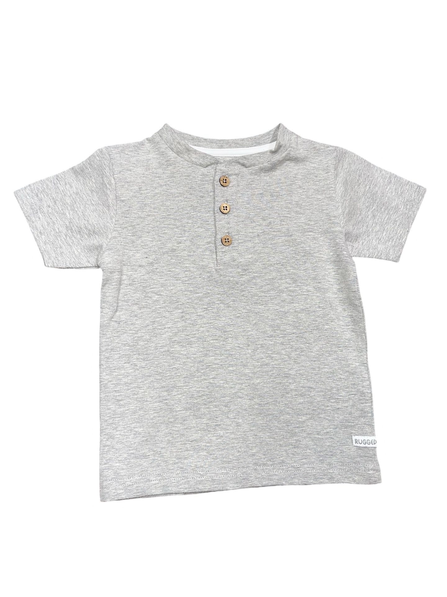 Rugged Butts Gray Melange Short Sleeve Henley