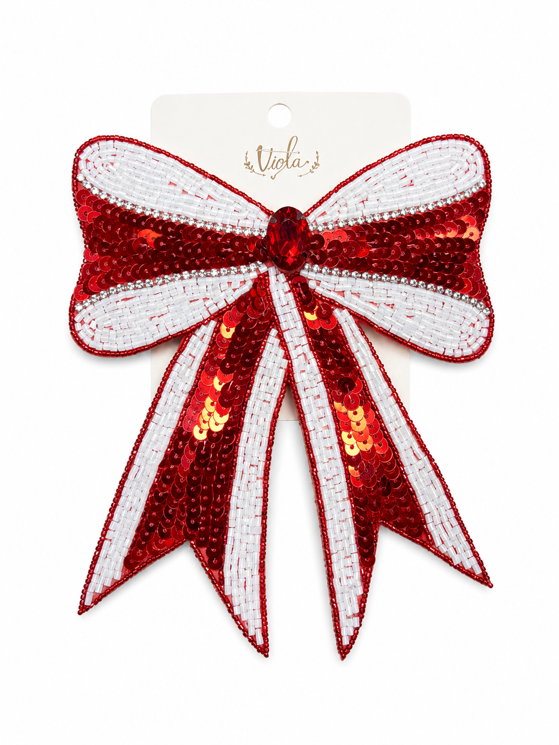 Red & White Sequin Bow