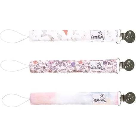 Baby Faulk Registry Copper Pearl "Flora" Binky Clip Set