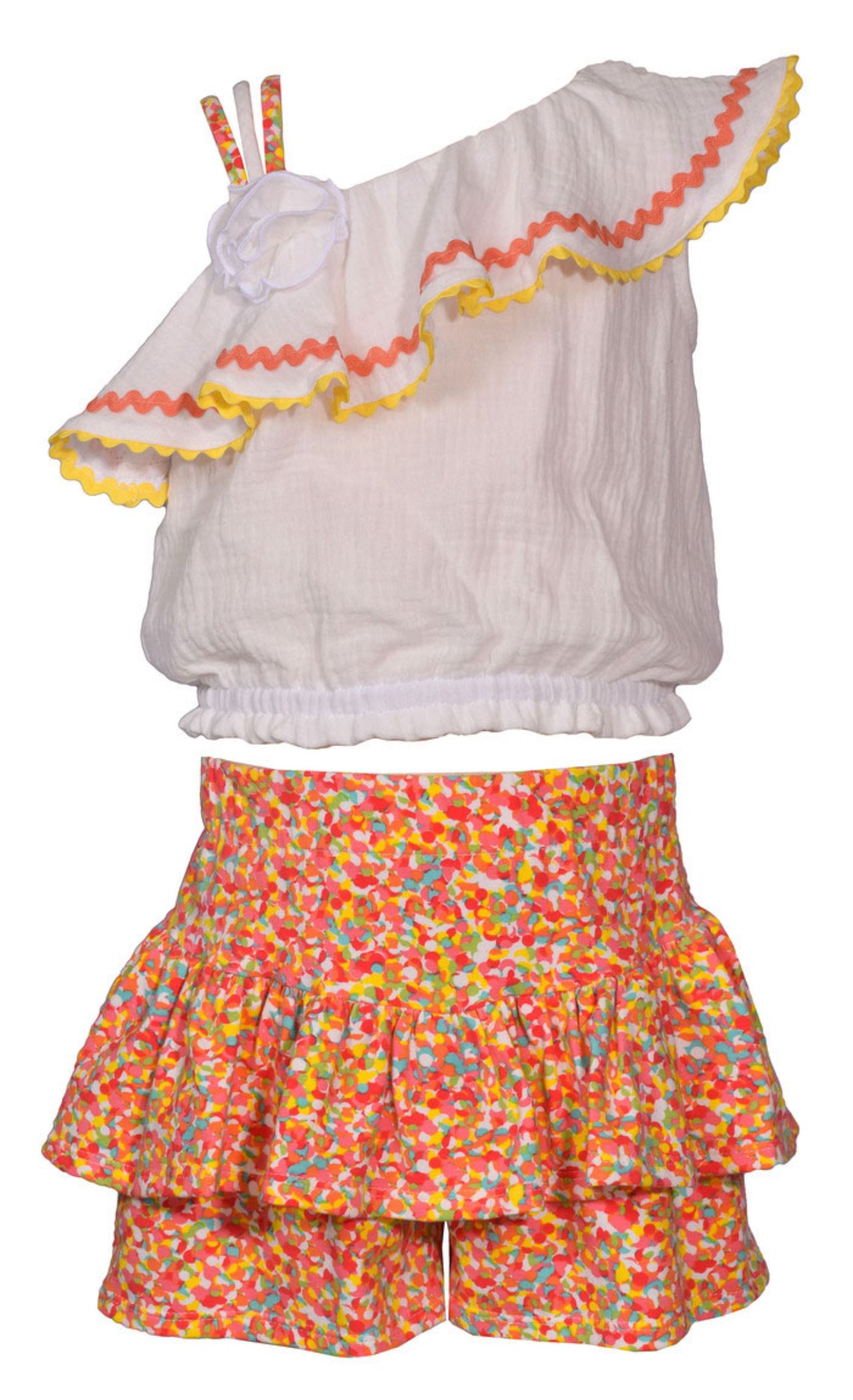 Bonnie Jean Spring One Shoulder Skort Set