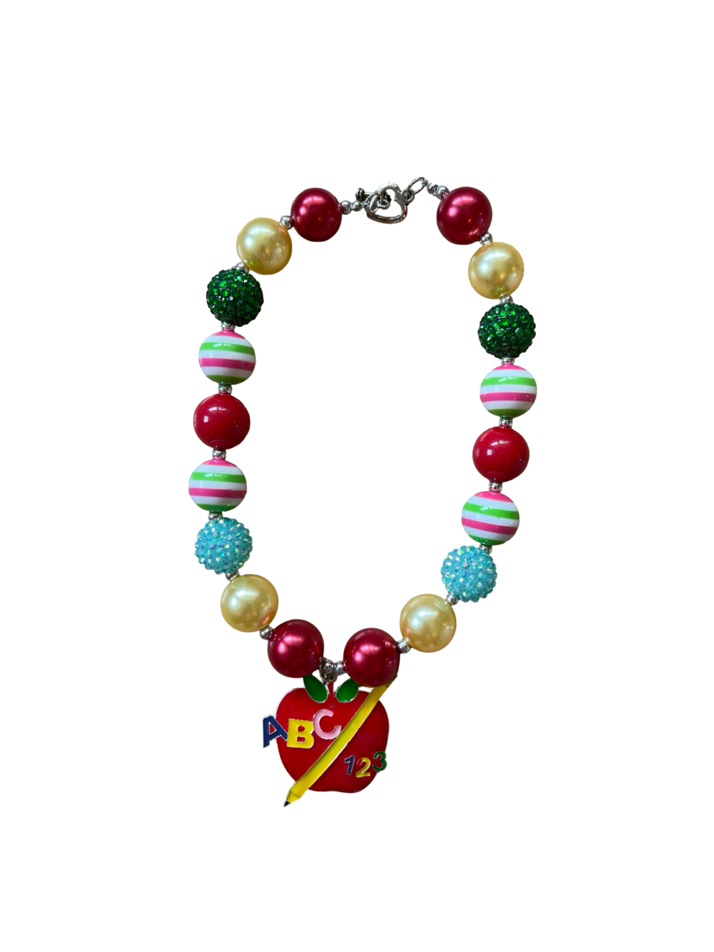 Back to School Classic Multicolored Abc 123 Necklace