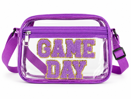 Purple Game Day Clear Crossbody Bag