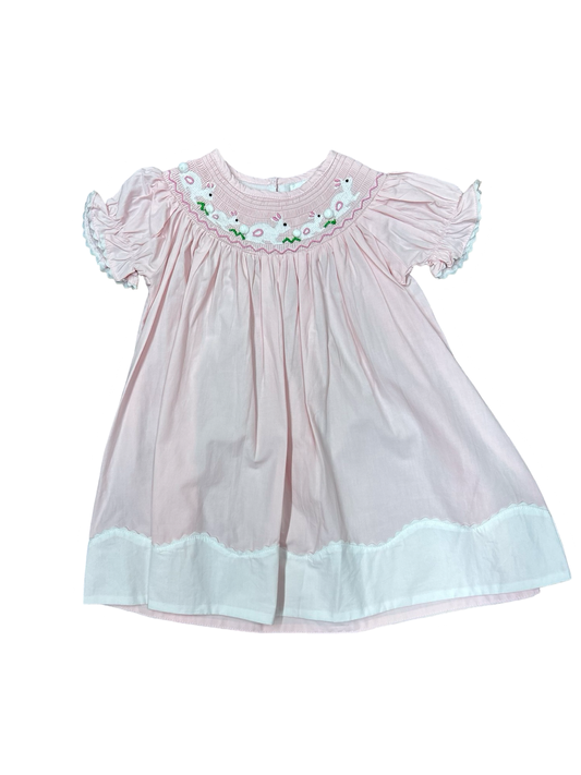 Smocked Easter Light Pink Bunny Dress