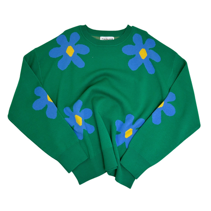 Green Floral Pattern Sweater