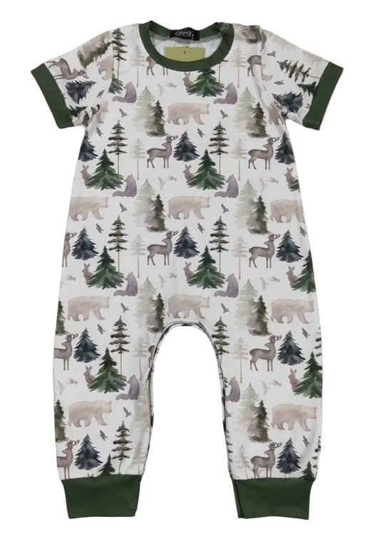 Clover Cottage Emerald Woodland Boy Romper