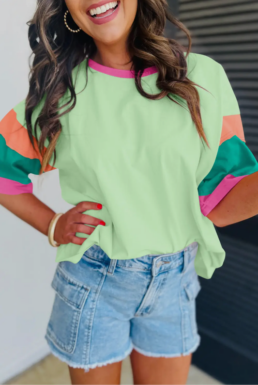 Green Color Block Shirt