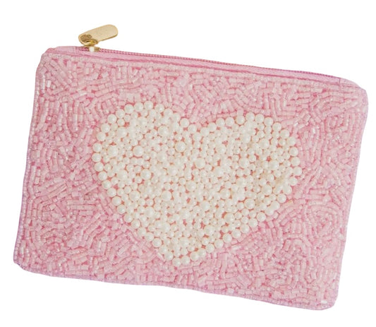 Pearl Heart Beaded Coin Purse