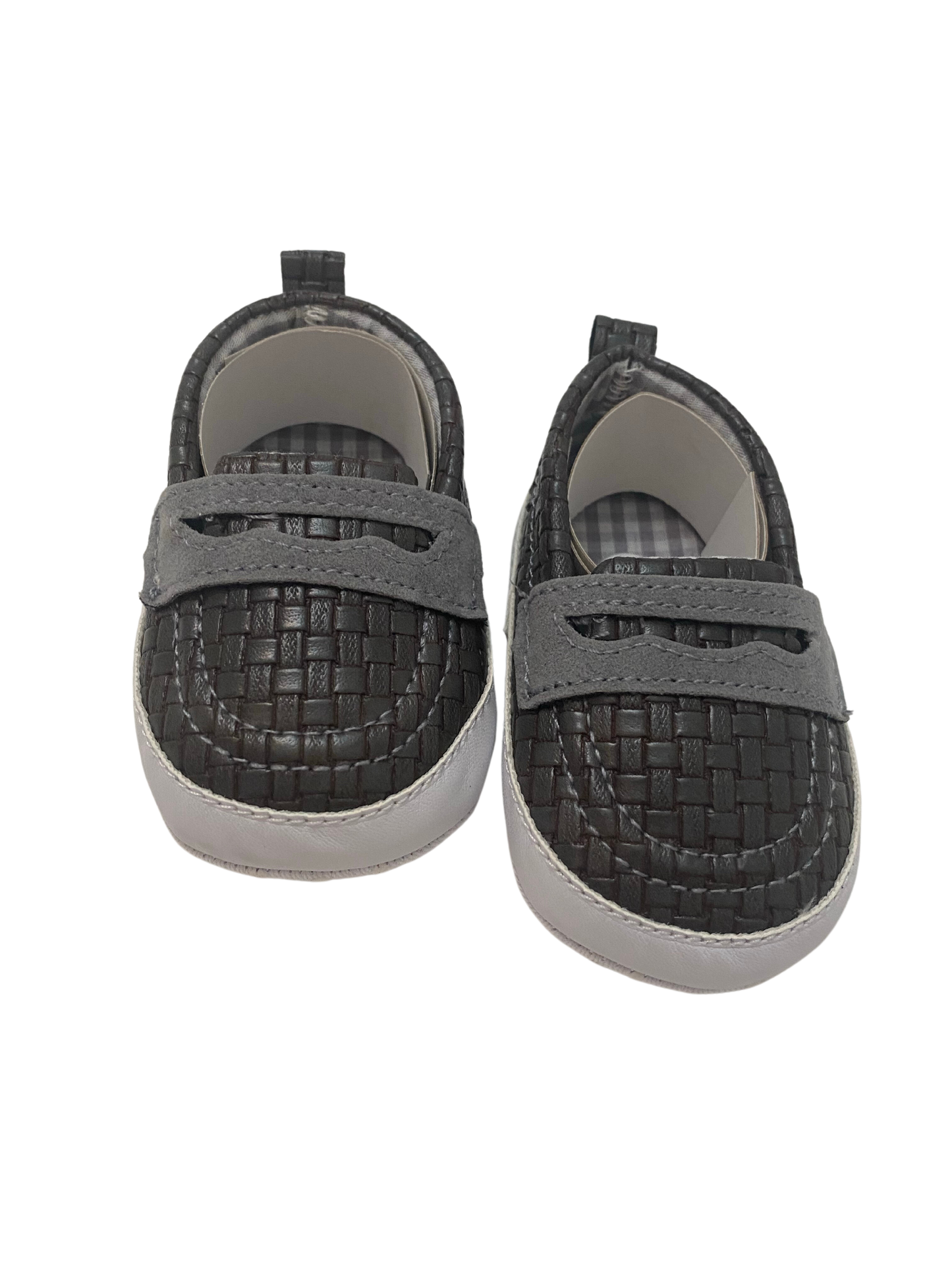 Two-Tone Gray Woven Loafers