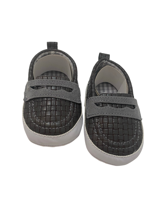 Two-Tone Gray Woven Loafers