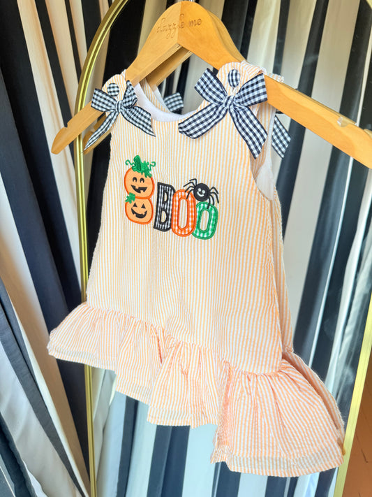 Halloween Orange Ruffle "BOO" Dress