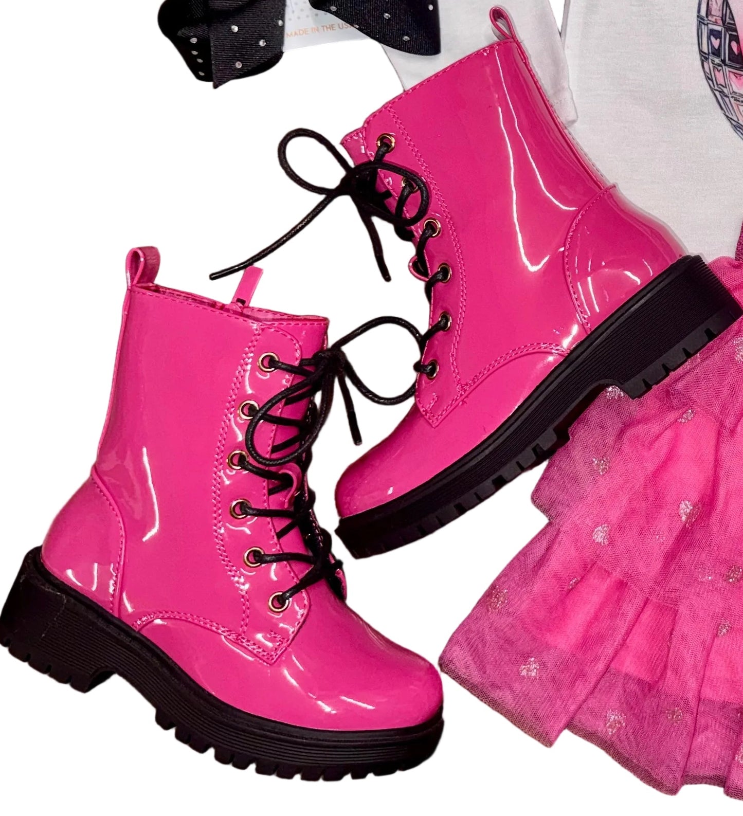 Girls Pink Leather Boots