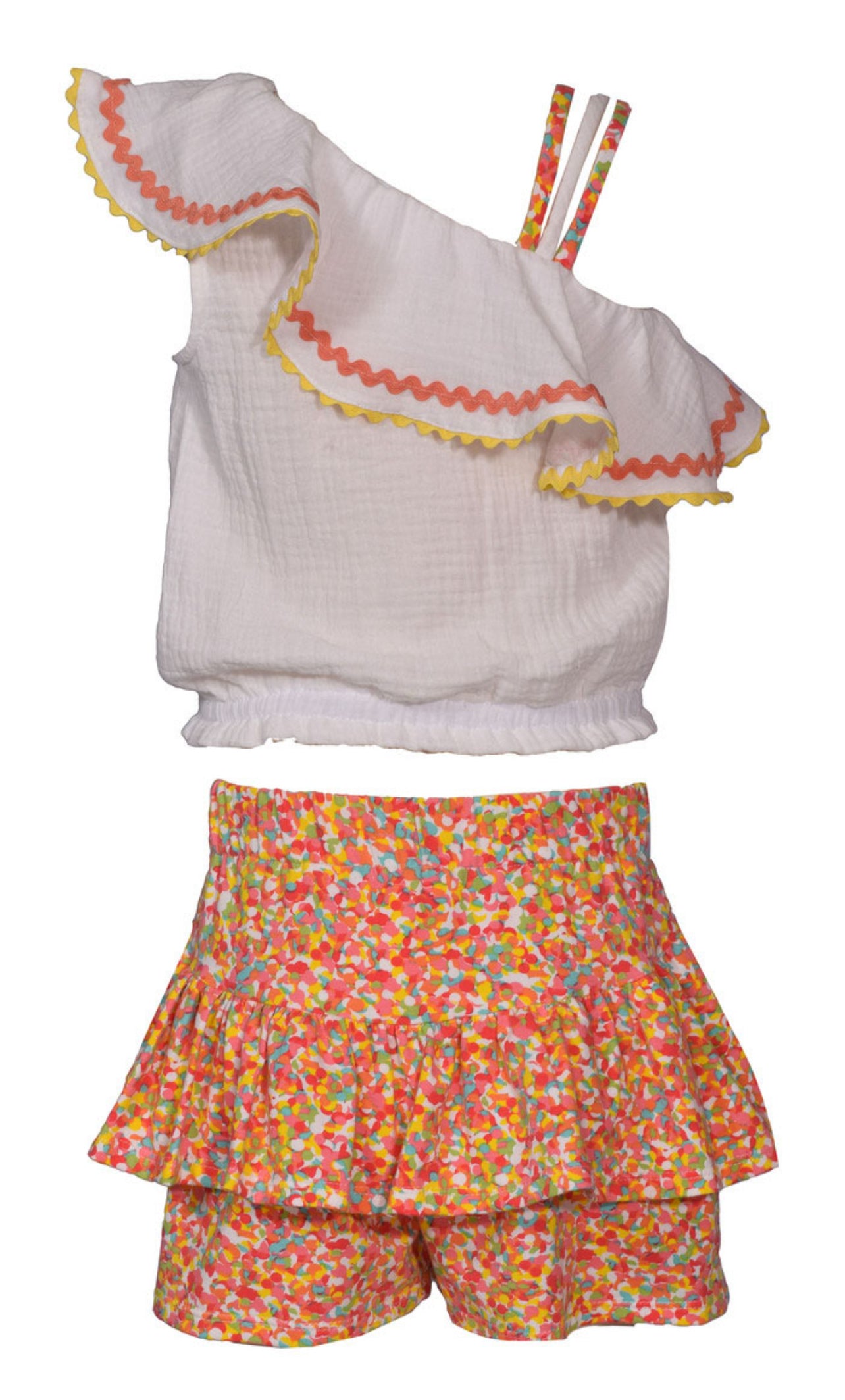 Bonnie Jean Spring One Shoulder Skort Set