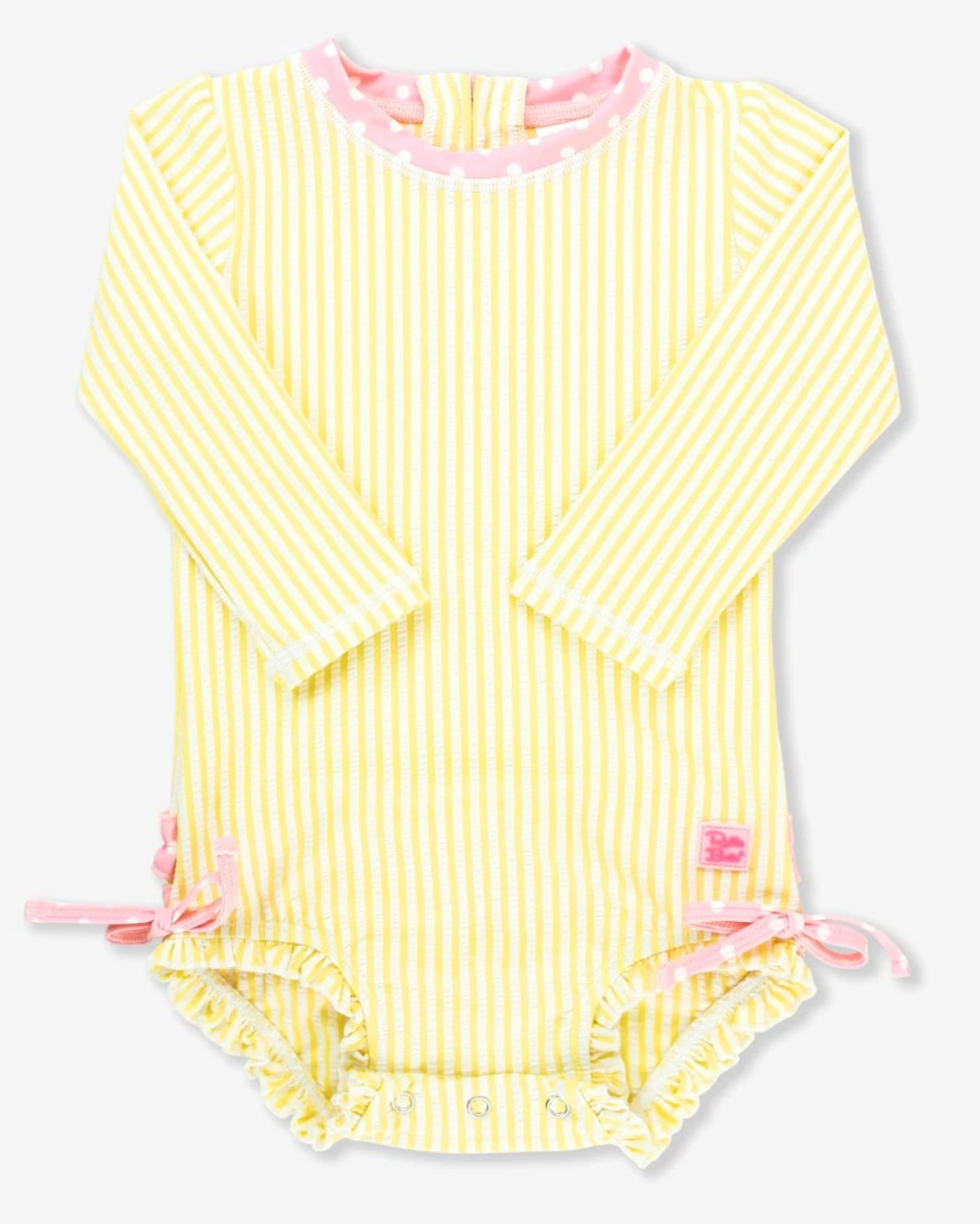 Ruffle Butts Banana Seersucker LS Rashguard
