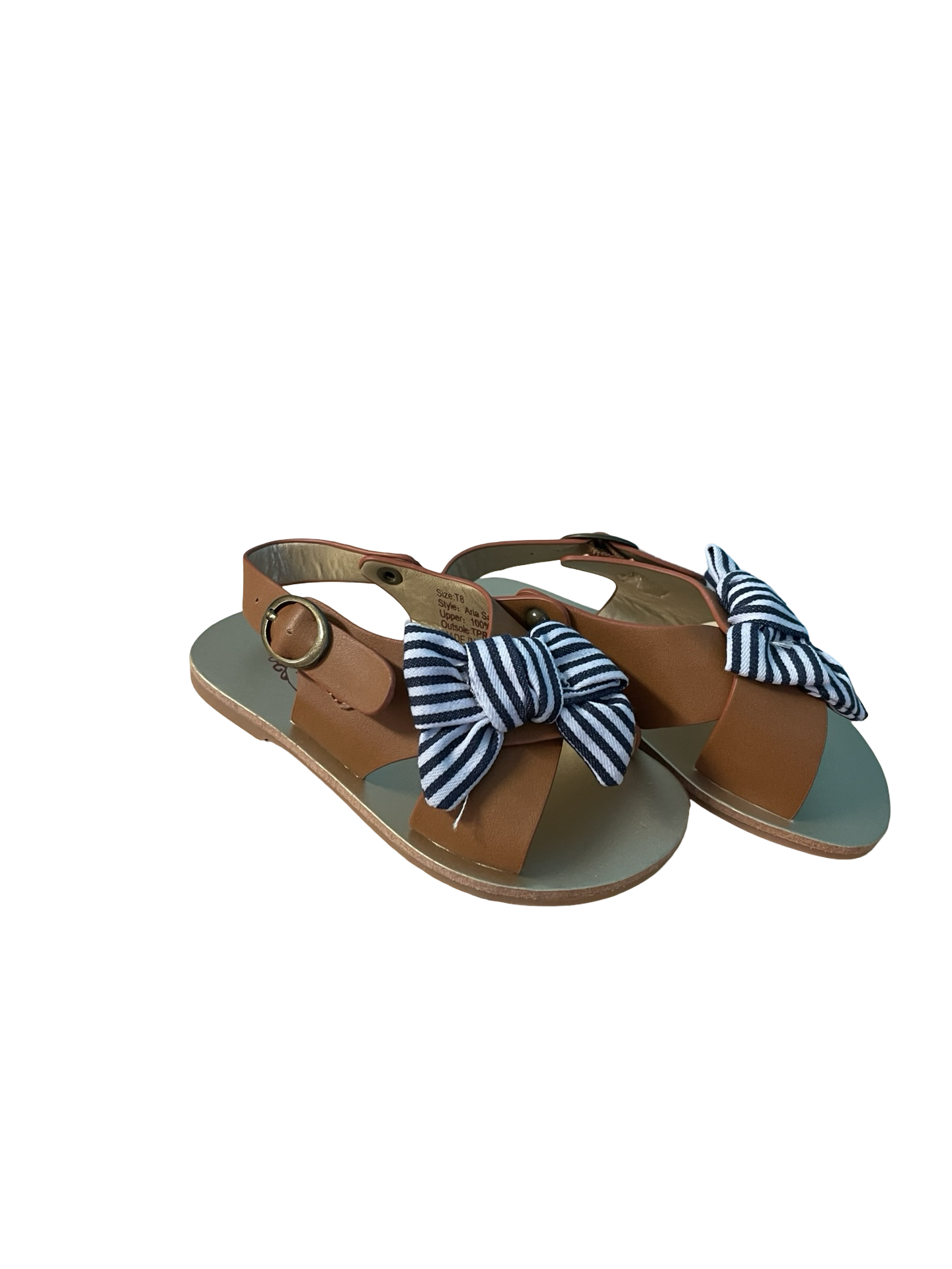 Brown Sandals With Striped Bow
