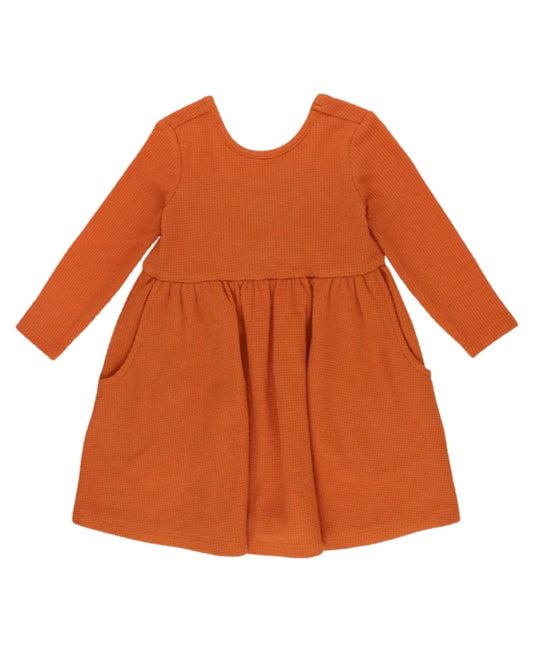 Ruffle Butts Rust Waffle Knit LS Twirl Dress