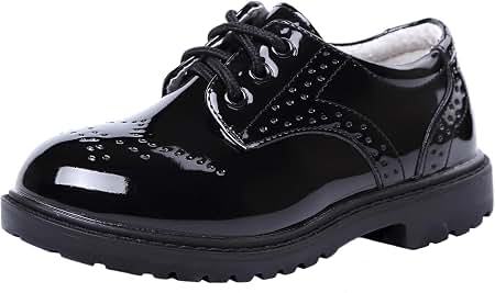 Baby Duffee Registry Baby Deer Boys Black Leather Oxford Shoes