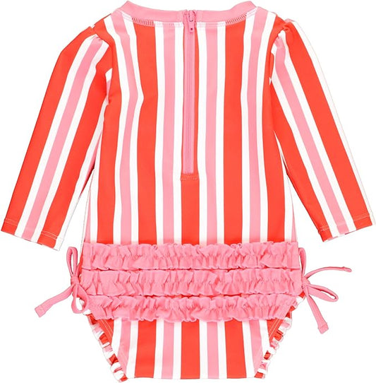 Ruffle Butts Cayenne Pop Stripe LS One Piece