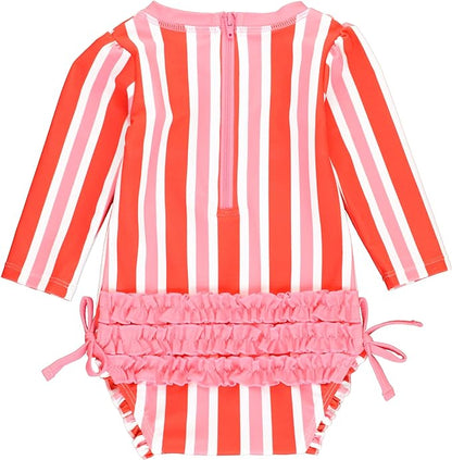 Ruffle Butts Cayenne Pop Stripe LS One Piece