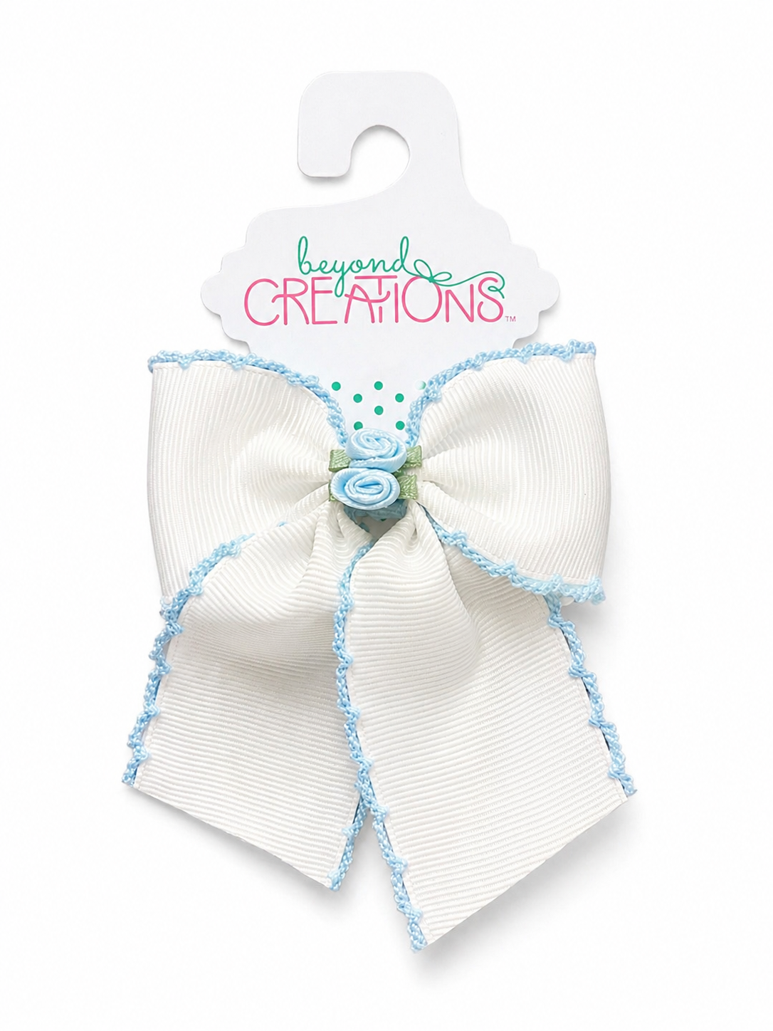 Beyond Creations Flower-Embellished Mini Crochet-Edge 3.5” Alligator Clip Bow