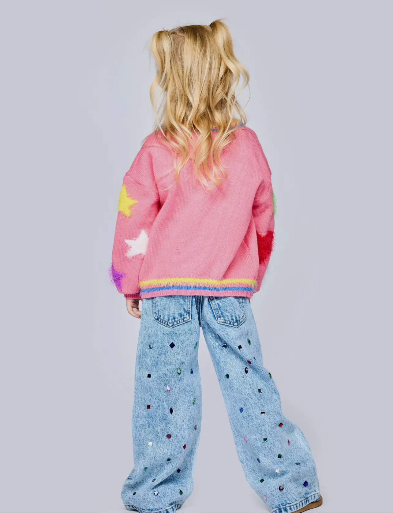 Hannah Banana Acid Wash Denim Pants with Rhinestones